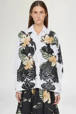 Camicia Bianca Ibiscus Patchworks