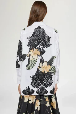 Camicia Bianca Ibiscus Patchworks