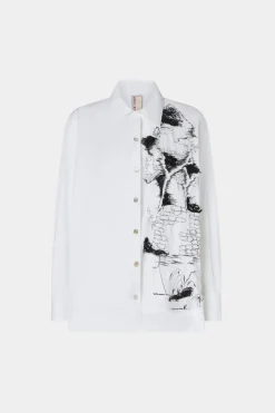 Camicia Bianca Ricami Neri