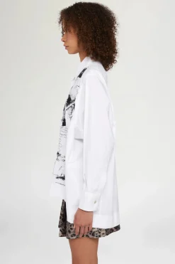 Camicia Bianca Ricami Neri