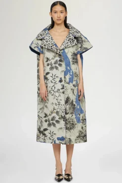 Cappotto in Denim Stampa Tropicale