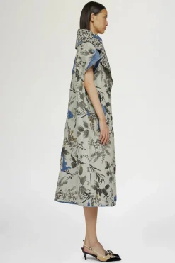 Cappotto in Denim Stampa Tropicale