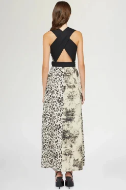 Midi Abito Stampa Tropicale & Leopardo