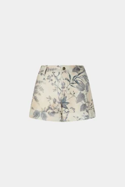 Pantaloncini di Pelle Stampa Tropicale