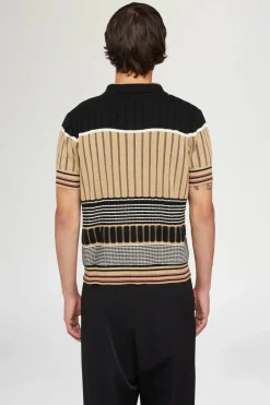 Polo in Maglia Beige & Nera