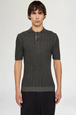 Polo in Maglia Grigia