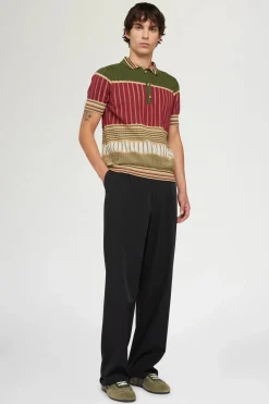 Polo in Maglia Rossa e Verde